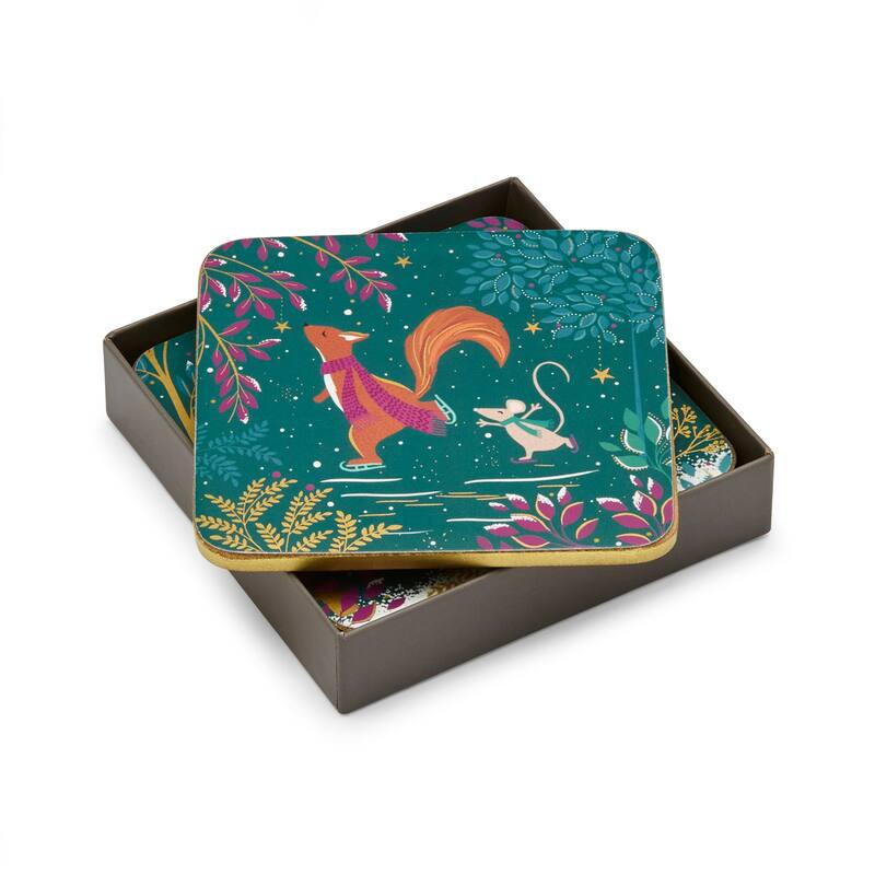 Sara Miller Woodland Tales Coasters, Set of 4 - 4 x 4 in