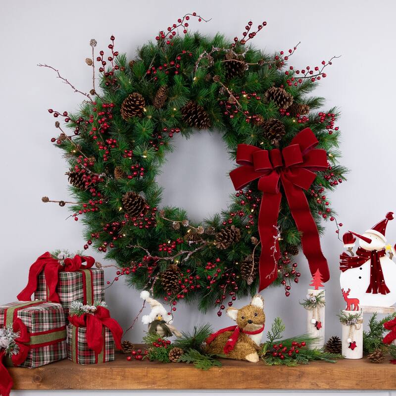 36" Royal Oregon Pine Artificial Christmas Wreath - Clear Lights