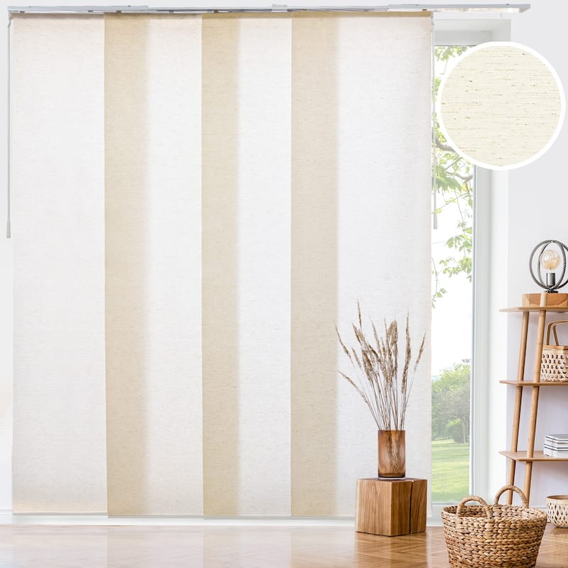 CHICOLOGY Adjustable Sliding Panels, 4-Rail Track, Light Filtering - Up to 86"W X 96"H - Country Ivory