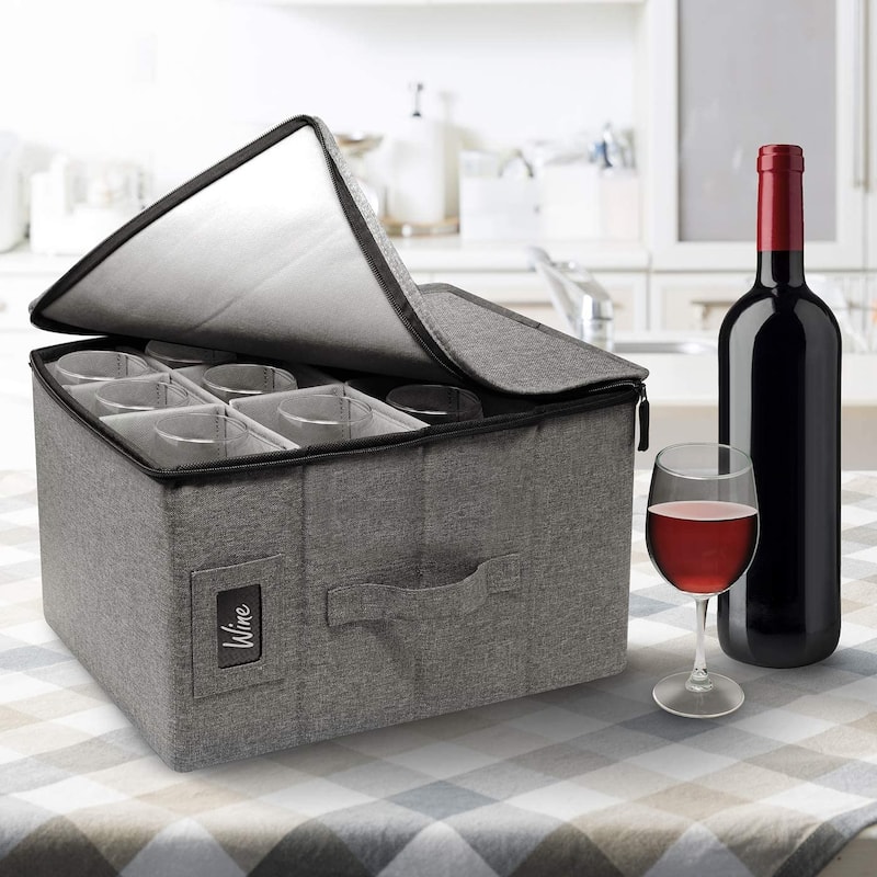 Wine Glasses Storage Box - Grey