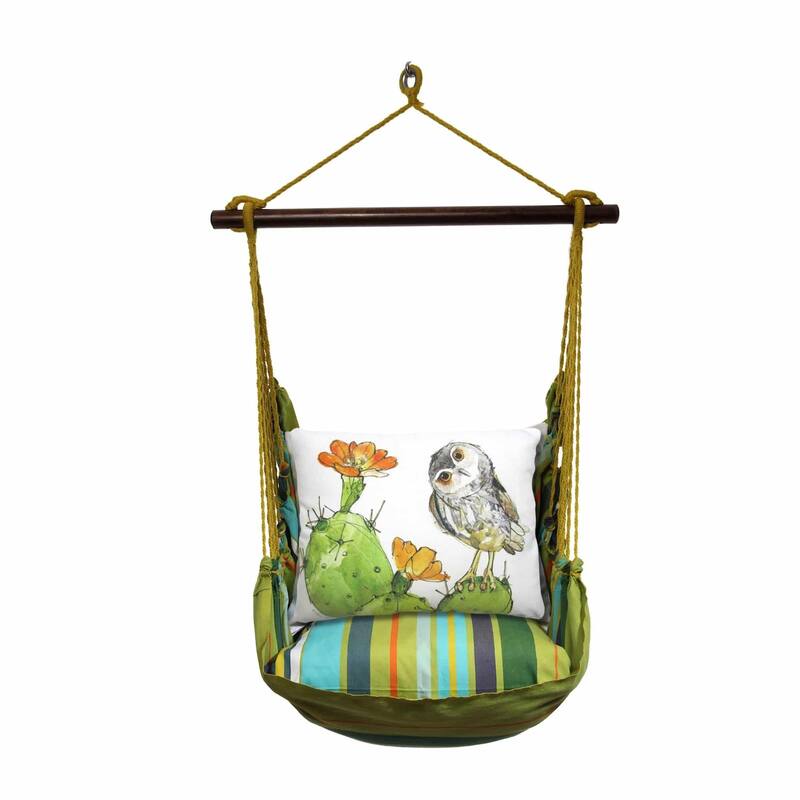 Magnolia Casual Swing Set 4 piece - Citrus Stripe w/ Owl on Prickly Cactus