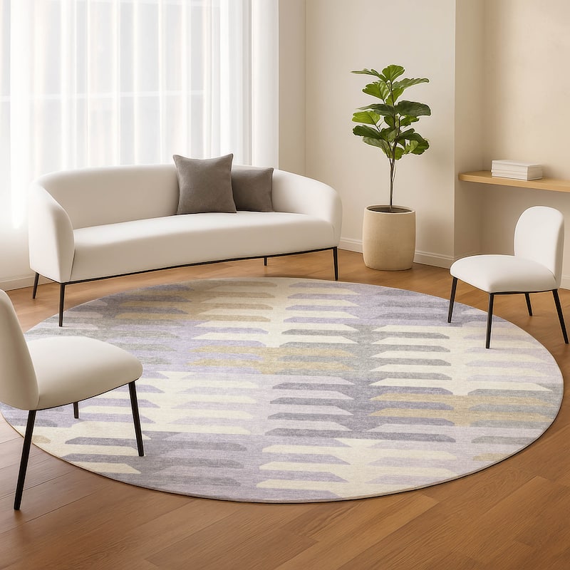 Machine Washable Indoor/ Outdoor Modern Stacks Chantille Rug
