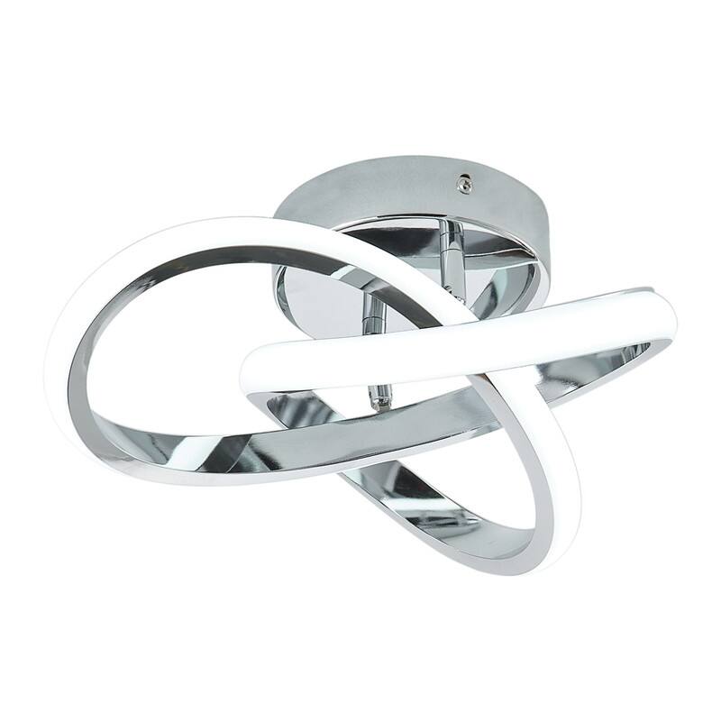 Modern Chrome LED Semi Flush Mount Ceiling Light with Milky White Silicone Shade