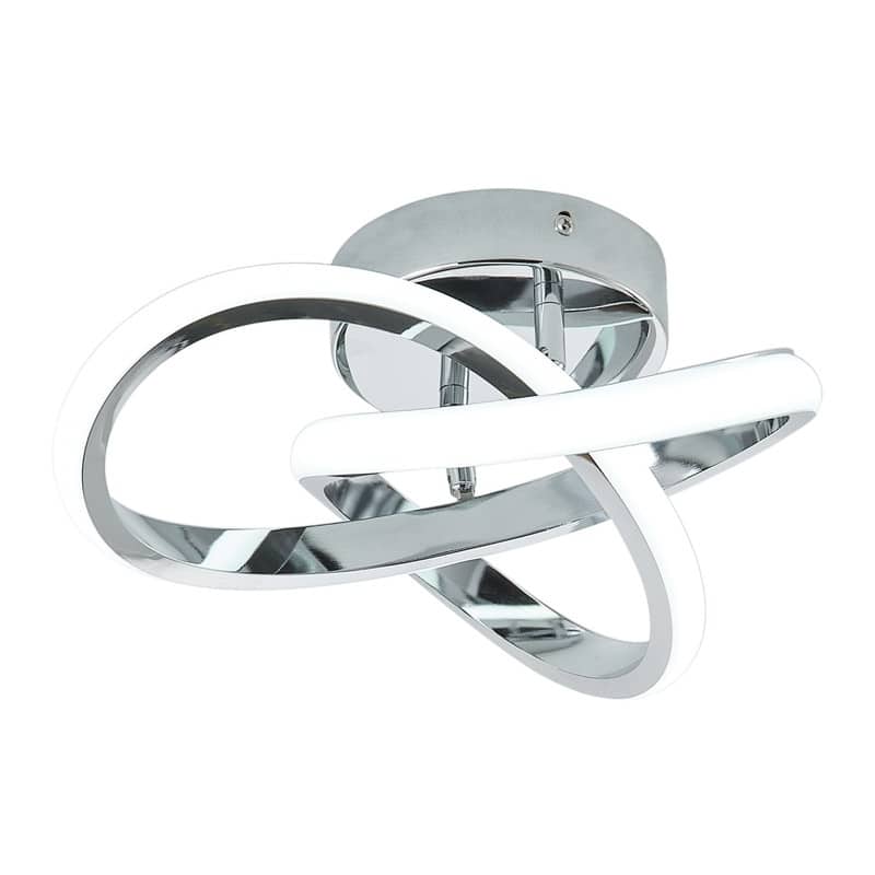 Modern Chrome LED Semi Flush Mount Ceiling Light with Milky White Silicone Shade