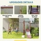 preview thumbnail 8 of 7, Qaba Kids Swing Set for Backyard, Playground Set with 6 FT Slide, 2 Adjustable Swings, Fort with Canopy, Ground Stakes, Brown