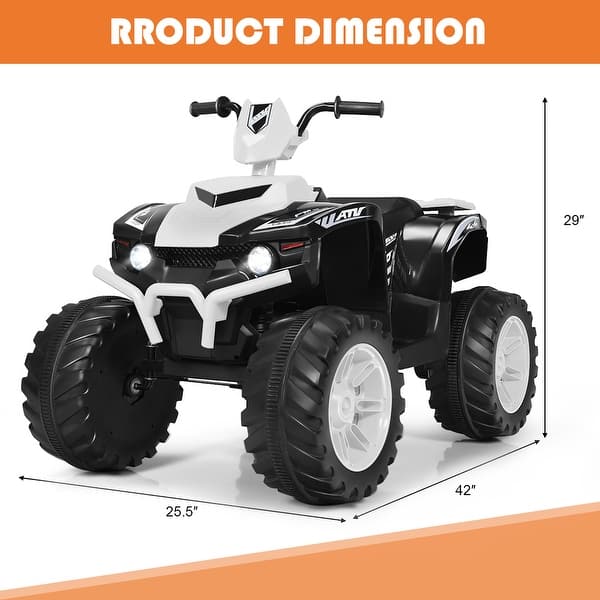 dimension image slide 4 of 8, Costway 12V Kids 4-Wheeler ATV Quad Ride On Car w/ LED Lights Music - 42''x25.5''x29''(LxWxH)