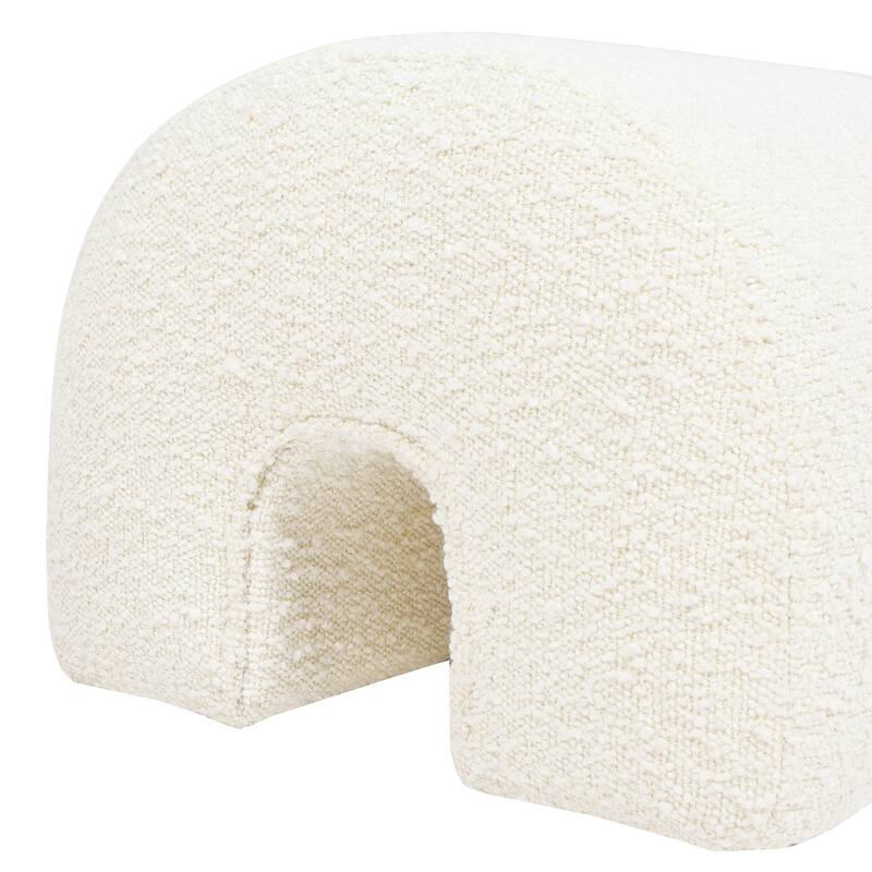 16" Arched Upholstered Footstool Ottoman, Unique Arched Rainbow-Shaped, Boucle
