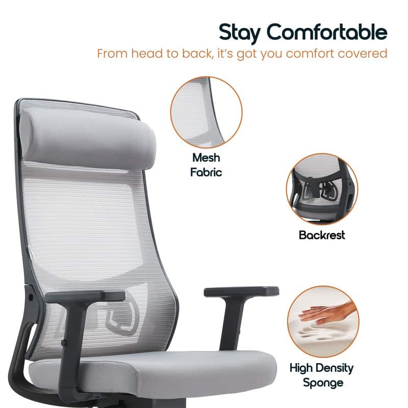 Dale Series Adjustable Swivel Mesh Back Office Desk Chair with Arms and Padded Seat for Home Office and Conference Room