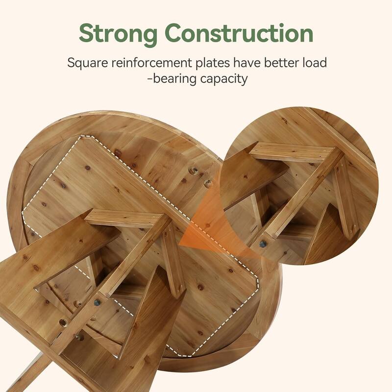 47-Inch Solid Wood Round Dining Table for 6, Circle Dinner Table for Family Gathering, Natural Brown