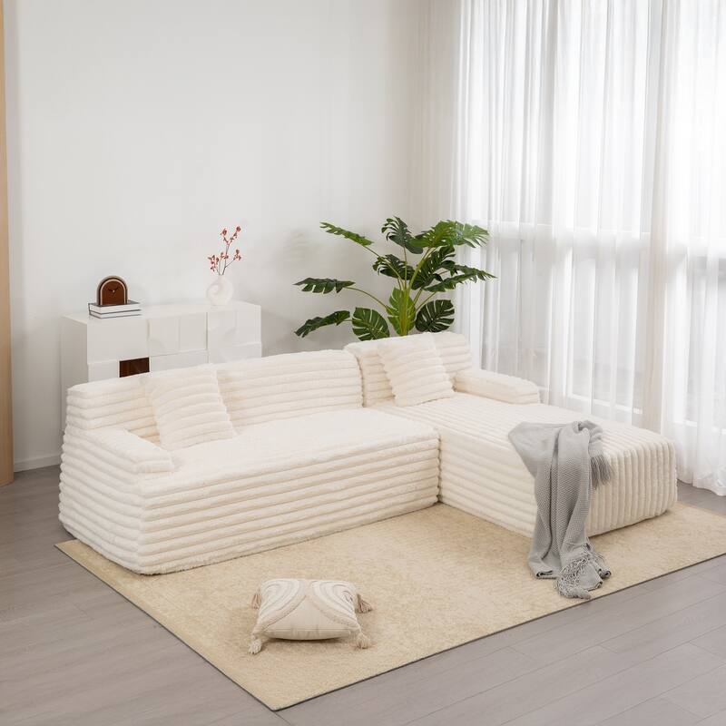 Sectional Upholstered Sofa with Convertible Upholstered Chair