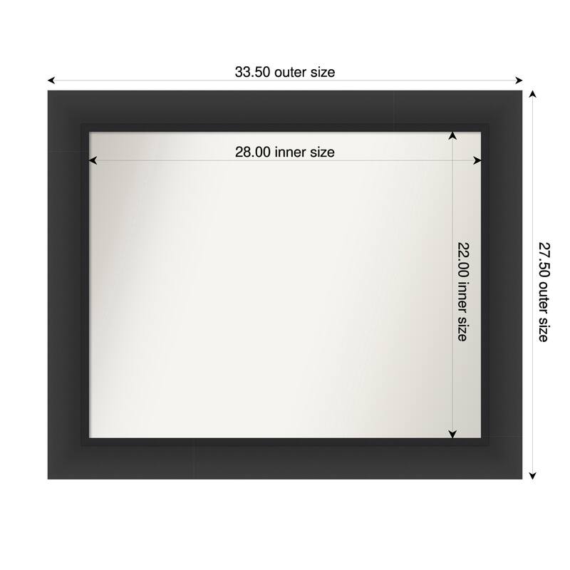 Sloped Non-Beveled Framed Bathroom Vanity Wall Mirror - 34 x 28 in - Sloped Black
