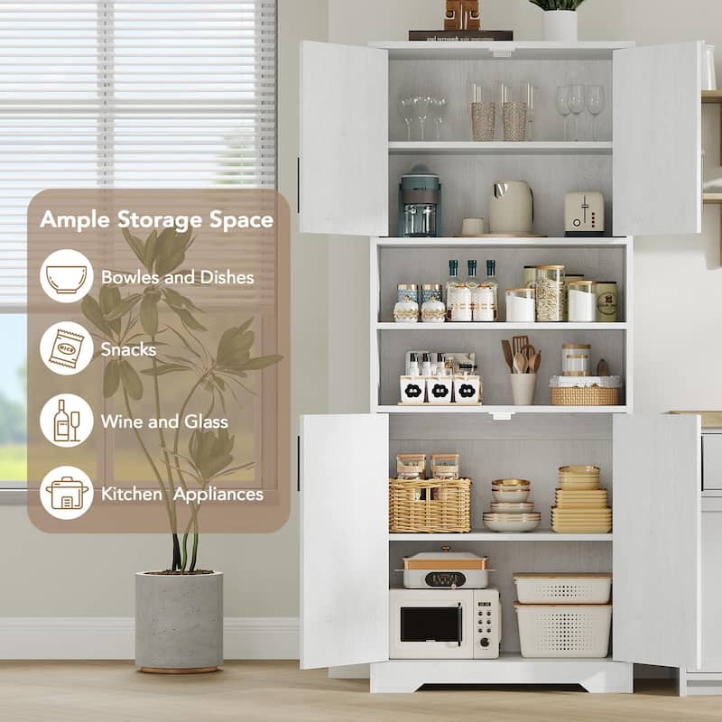 67" Tall Storage Cabinet, Kitchen Pantry Cabinet with Adjustable Shelves, Open Compartments