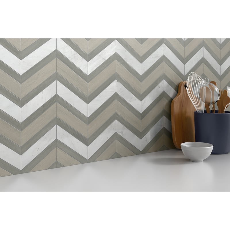 Emser Tile Intrigue - 12" x 14" Chevron Floor and Wall Mosaic Tile -
