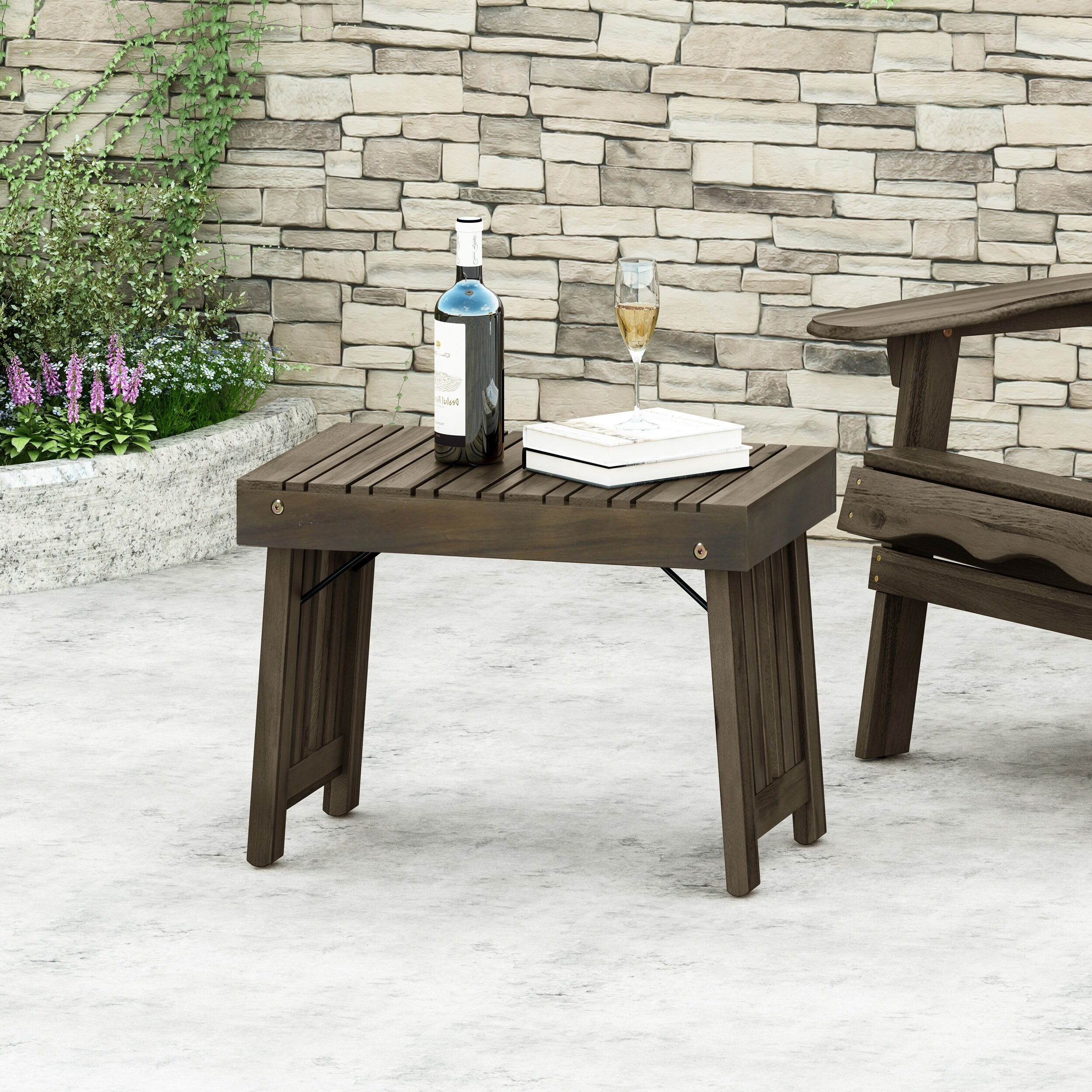 Shop Kyoto Outdoor Acacia Wood Folding Side Table By Christopher