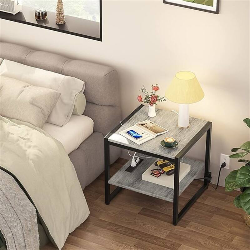 End Table with Charging Station - 20"D x 20"W x 20.7"H