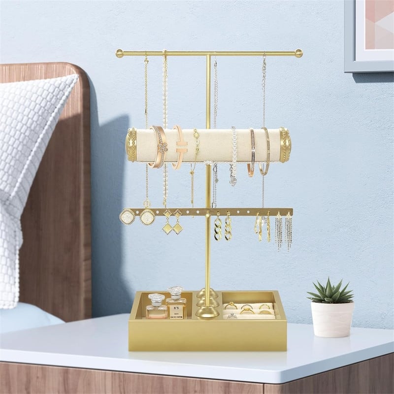 Jewelry Organizer Stand Necklace Holder - 6"D x 7.9"W x 14.8"H