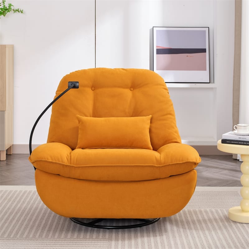 Power Recliner Swivel Glider USB Charger with Bluetooth Music Player - Orange