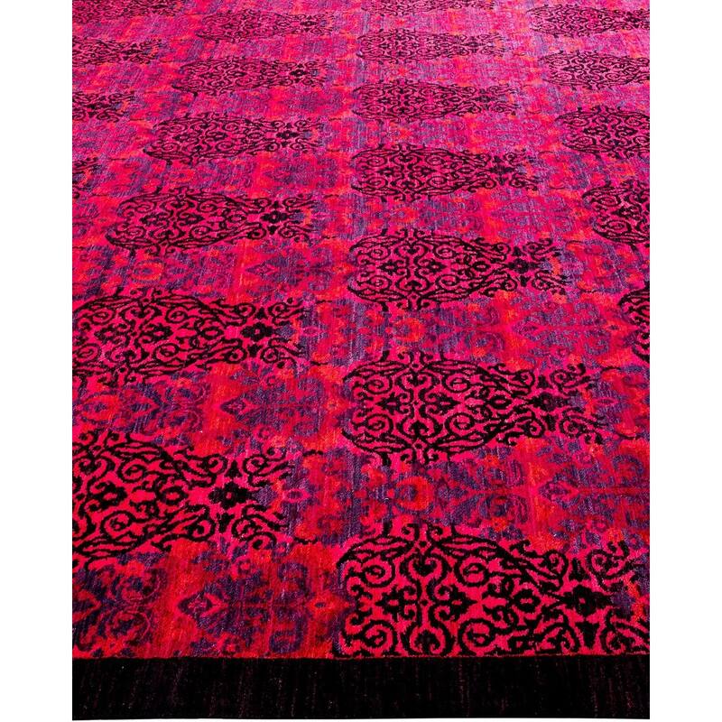 Overton Hand Knotted Wool Vintage Inspired Modern Contemporary Overdyed Pink Area Rug - 9' 1" x 12' 2"