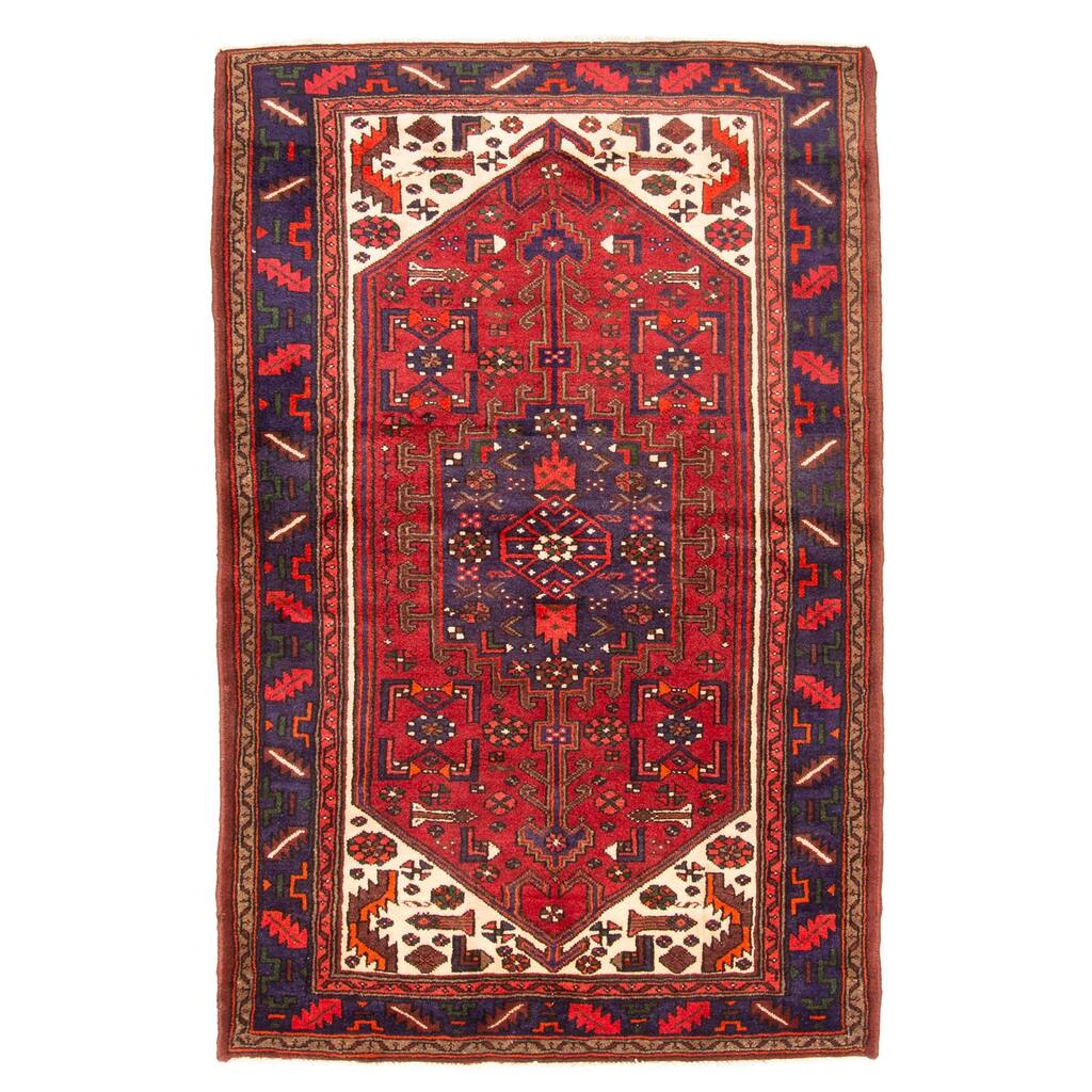 ECARPETGALLERY Hand-knotted Andelz Dark Red Wool Rug - 4'2 x 6'6