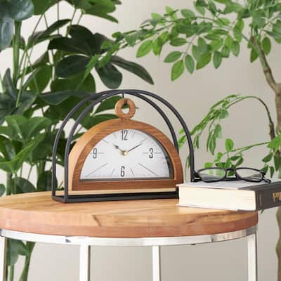 Brown Metal Suspended Decorative Clock with Black Frame