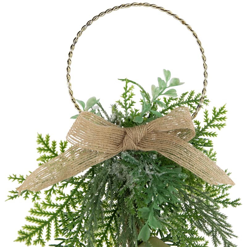 11.25" Gold Bells Christmas Door Hanger with Burlap Bow