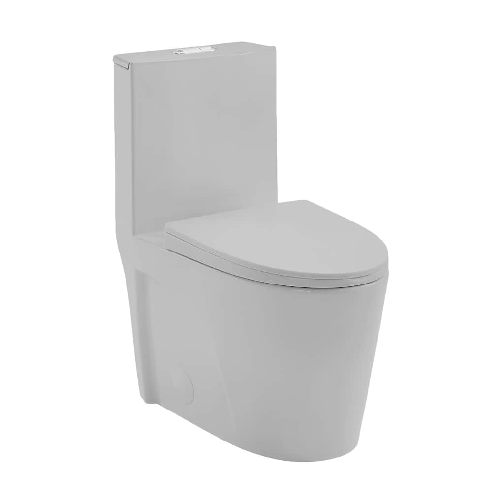 Angers One-Piece Elongated Toilet Vortex Dual-Flush 1.1/1.6 Gpf In Matte Grey - 26.7" x 16.1" 30.9"