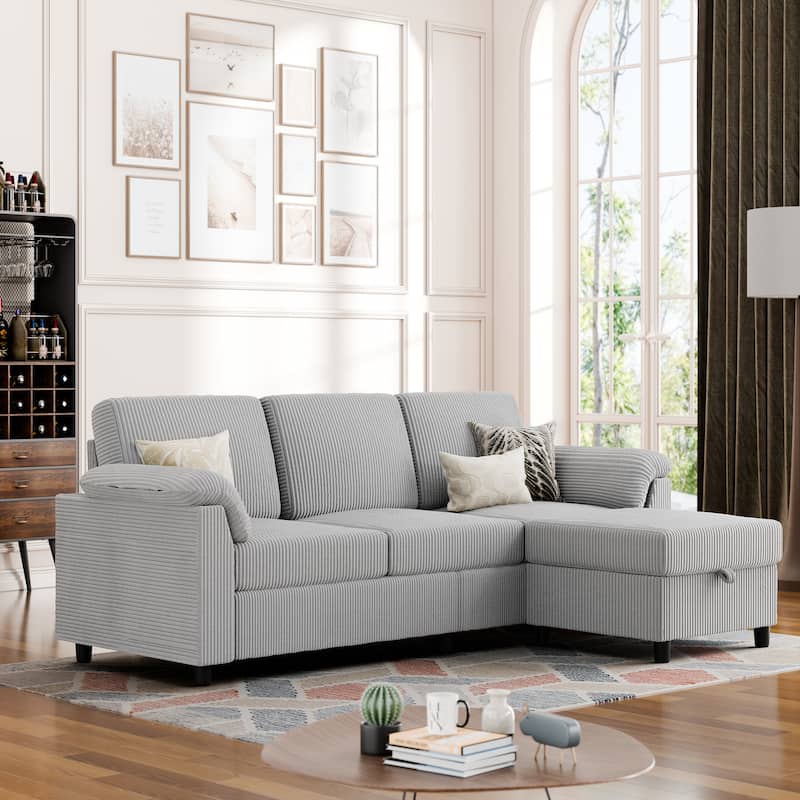 Futzca ​Sectional Sofa Couch, 3 Seat L Shaped Sofa with Removable Pillows