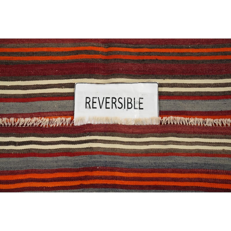 Hand Woven Oriental 100% Wool Carpet Southwestern Geometric Multi-Colored Kilim Area Rug - 11' 0'' X 5' 0''