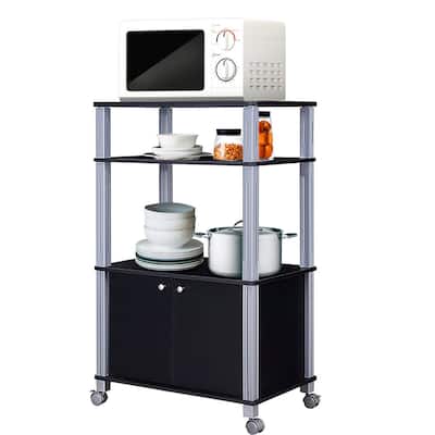 Gymax Bakers Rack Microwave Stand Rolling Storage Cart