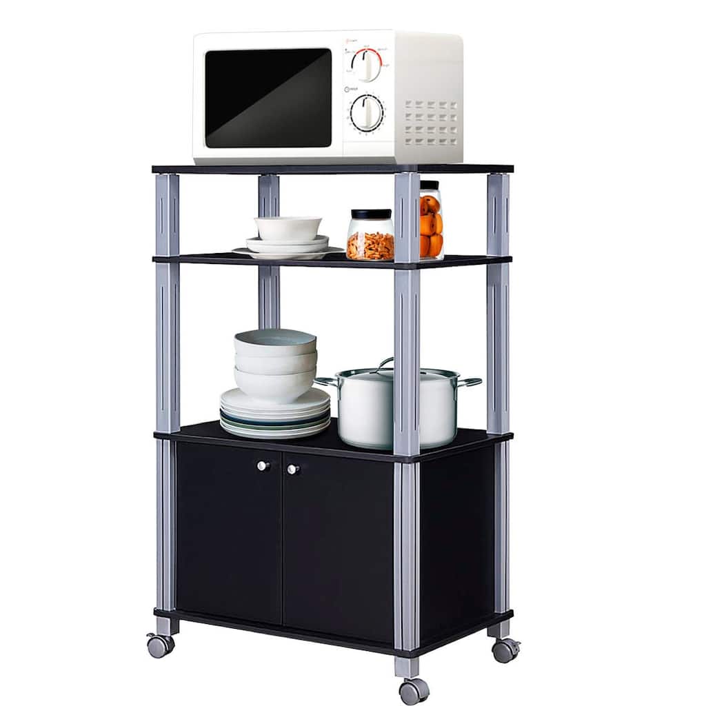 Gymax Bakers Rack Microwave Stand Rolling Storage Cart - See Details