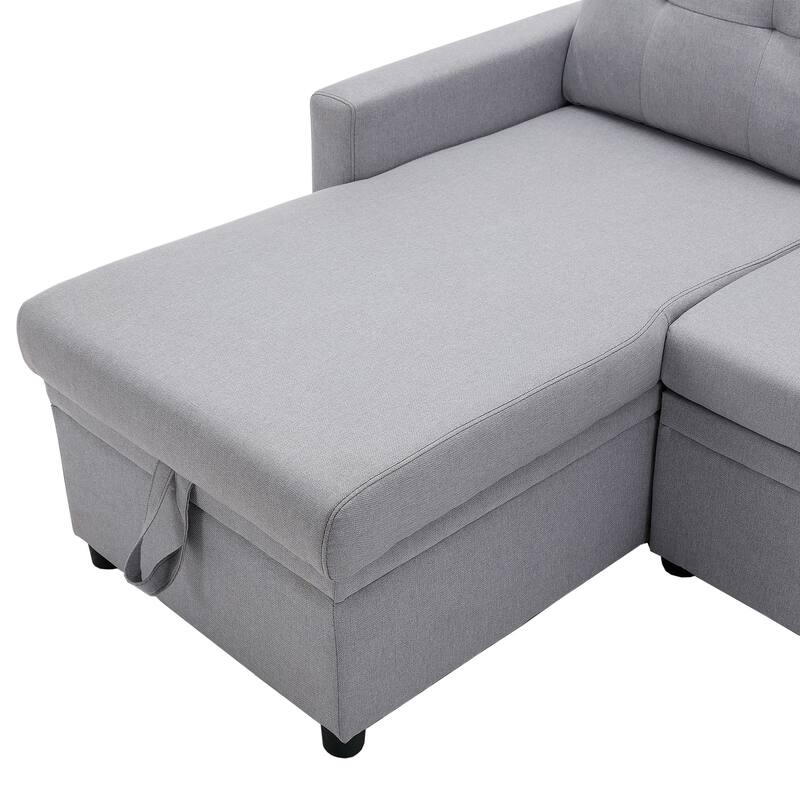 79" W L Shaped Reversible Convertible Pull Out Couch Bed Sleeper Sofa