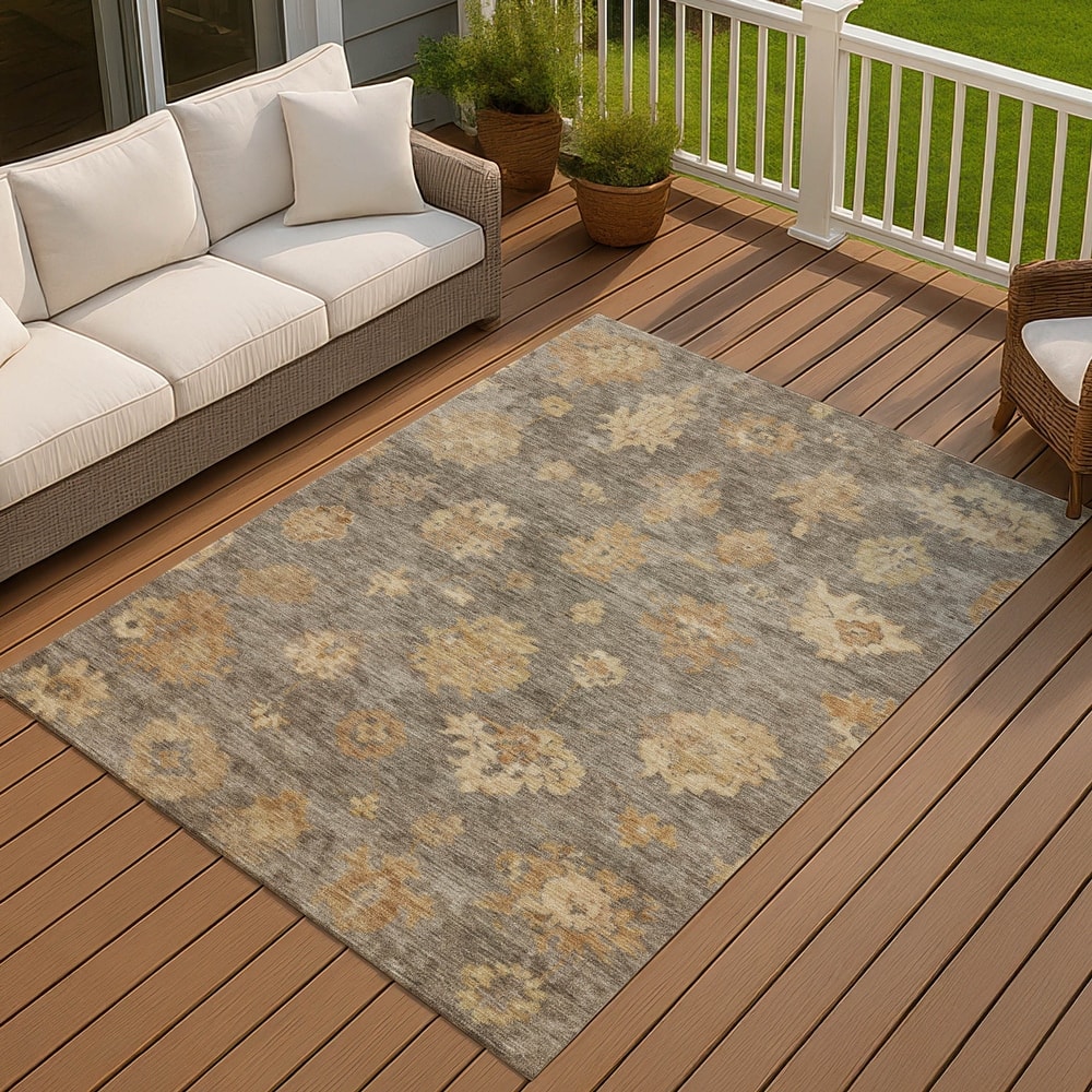 Machine Washable Indoor/ Outdoor Casual Traditional Chantille Rug
