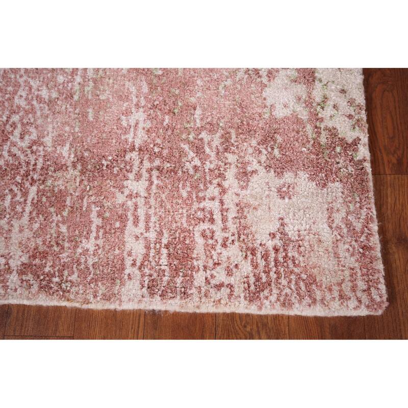 Hand Knotted Oriental 100% Wool Carpet Modern All-Over Multi-Colored Abstract Runner Rug - 8' 8'' X 2' 4''