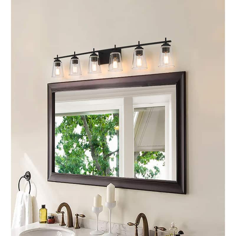 Kiro 6-light Modern Farmhouse Black Bathroom Vanity Lights with UL Certified