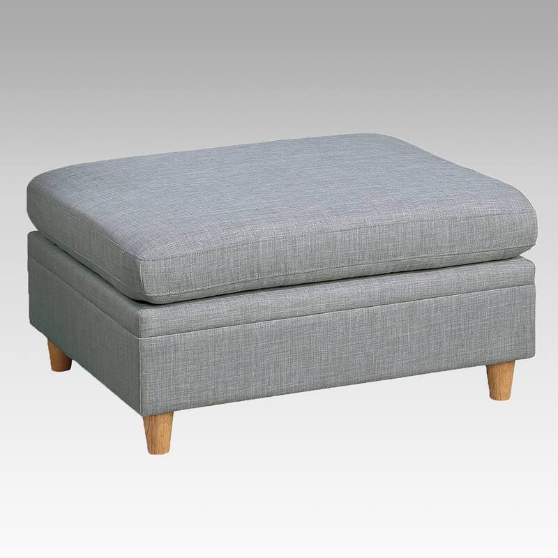 Dorris Fabric Upholstered Modular Ottoman with Wooden Tapered Legs