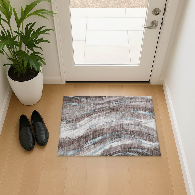 Premium Washable Super Soft Modern Contemporary Mayfield Rug - Taupe - 1'8" x 2'6"