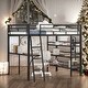 preview thumbnail 2 of 16, Full Size Loft Bed with 3 Layers of Shelves and Desk with Whiteboard