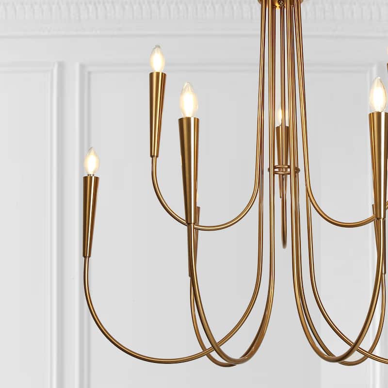 Modern Gold 9-Light Classic Candle Chandelier for Dining Living Room - Deep Gold - W41.2"*H40.1"