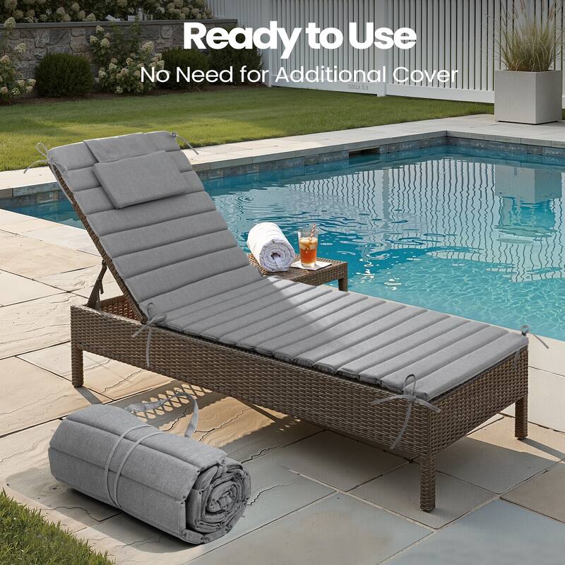 Pellebant Outdoor Chaise Lounge Cushions Patio Lounger Pad with Straps