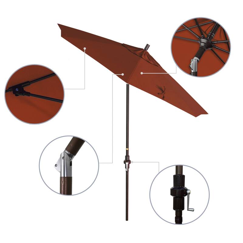 California Umbrella 75' Sun Master Patio Umbrella Bronze Aluminum Pole Fiberglass Ribs Crank Lift Tilt Pacifica