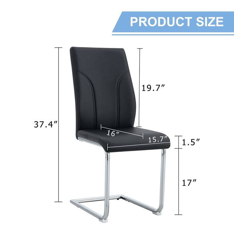Faux Leather High Back Dining Chair Set of 2, Modern Upholstered Side Chair with Metal Legs for Living Room Home Office