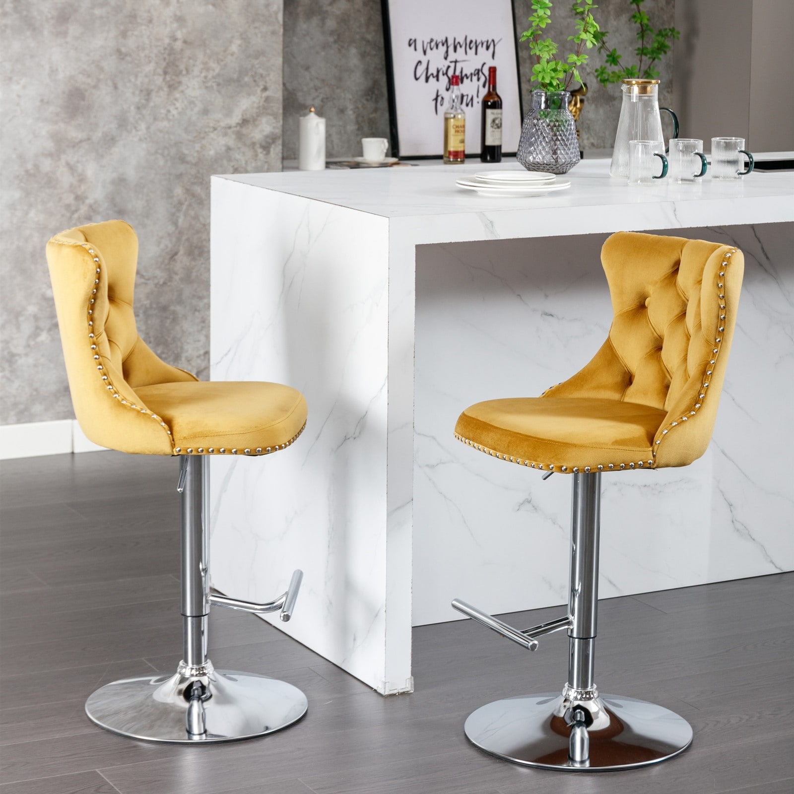 Yellow shop counter chairs