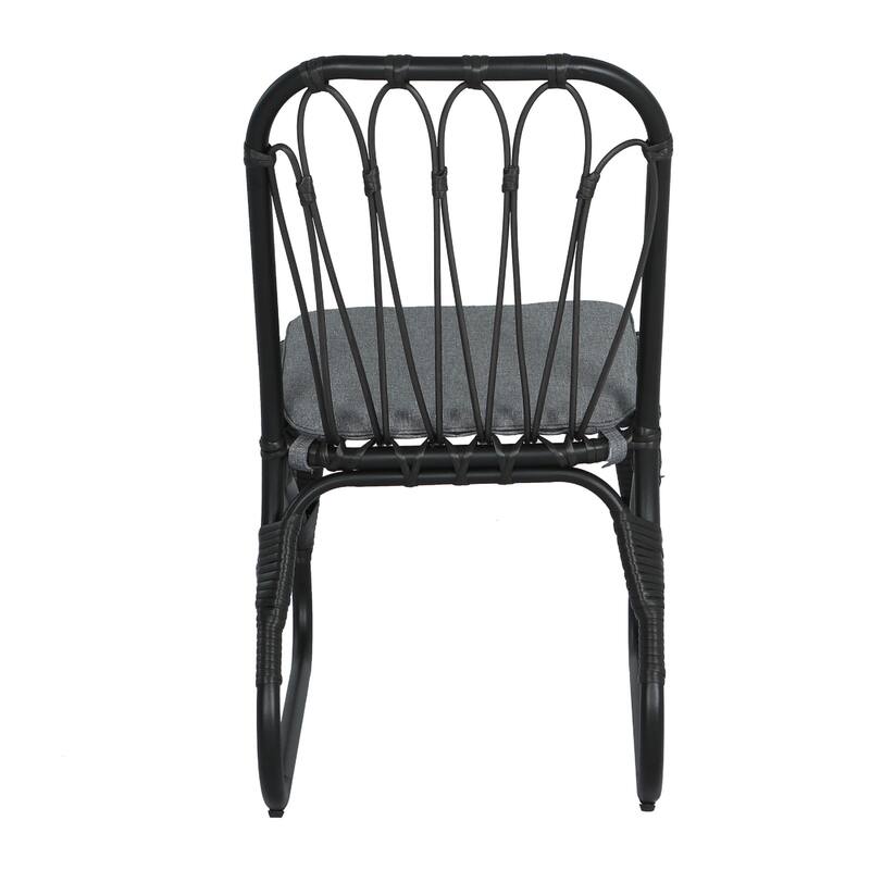 Roomfitters Set of 2 Hand-Woven PE Wicker Petal Chairs, Heavy-Duty 400lb Capacity with Washable Cushions