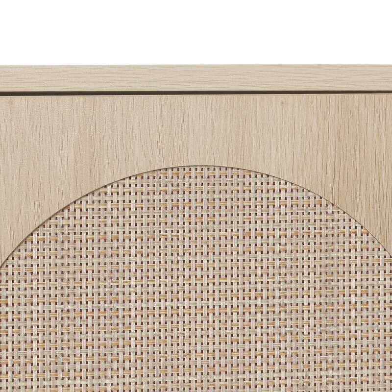 GDFStudio - Modern Rattan Storage Corner Cabinet with Adjustable Shelves