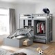 preview thumbnail 9 of 14, Twin Hydraulic Bunk Bed with Drawers, Wardrobe, Storage Cabinets Grey