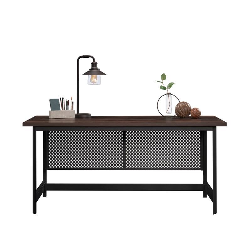 Engineered Wood Industrial Table Desk with Spacious Work Surface, Brown