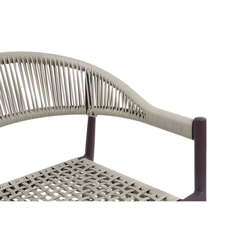 Holcomb Modern Wicker Rope Curved Patio Dining Arm Chair by Furniture of America