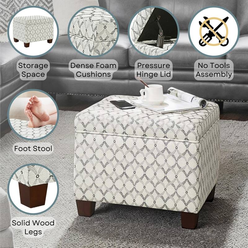 Modern Upholstered Storage Ottoman with Padded Seat and Storage Space for Stylish and Functional Living Rooms