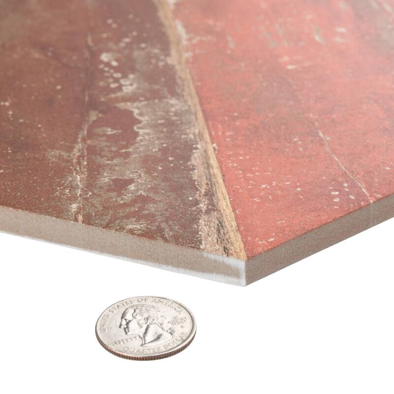 Merola Tile Karacter Hex Vintage 9-7/8" x 11-1/4" Porcelain Floor and Wall Tile