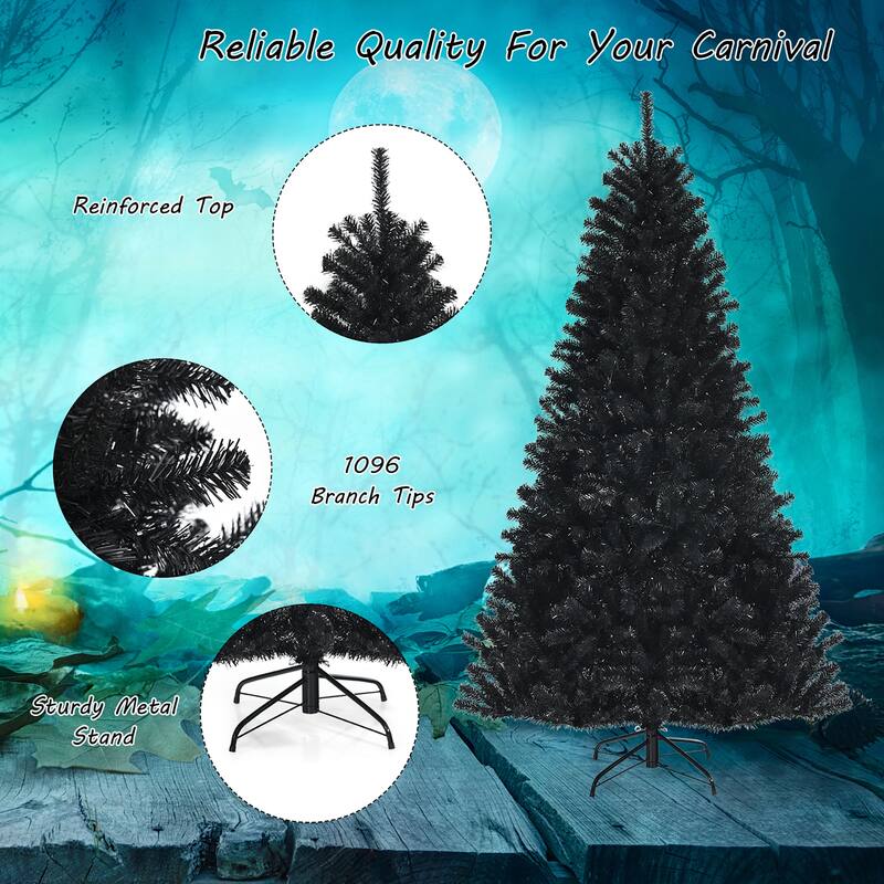 7ft Black Artificial Tree Hinged Halloween Christmas Tree